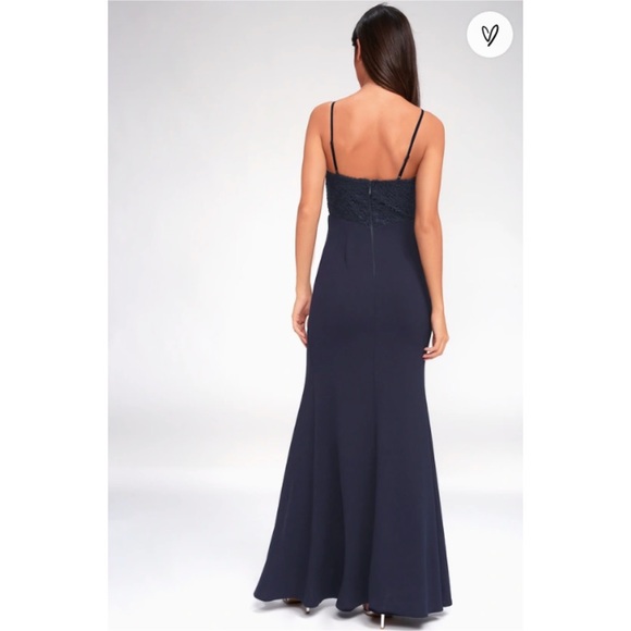 NWT Leandra Navy Blue Lace Maxi Dress - Picture 3 of 10